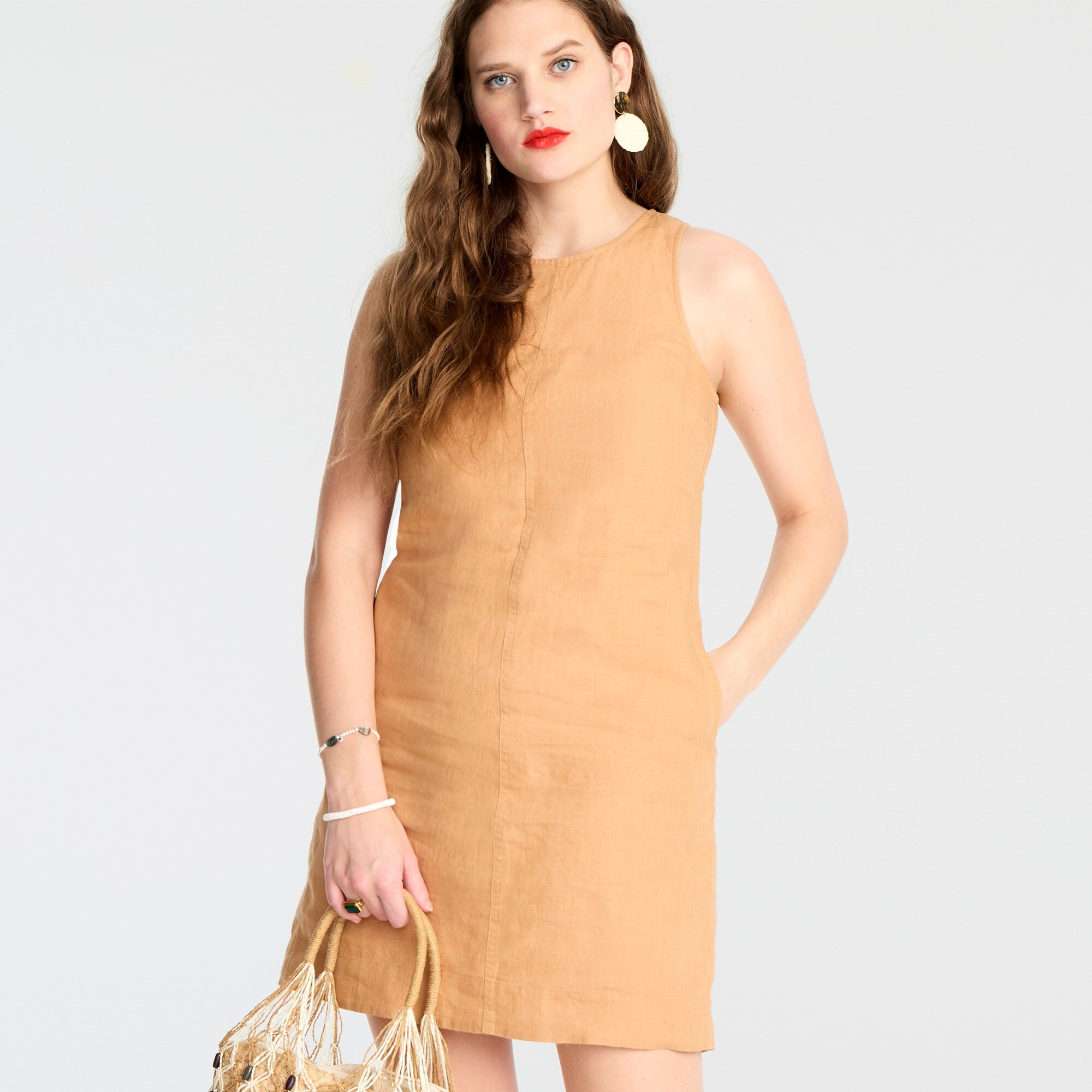 Button-back linen shift dress | J. Crew US