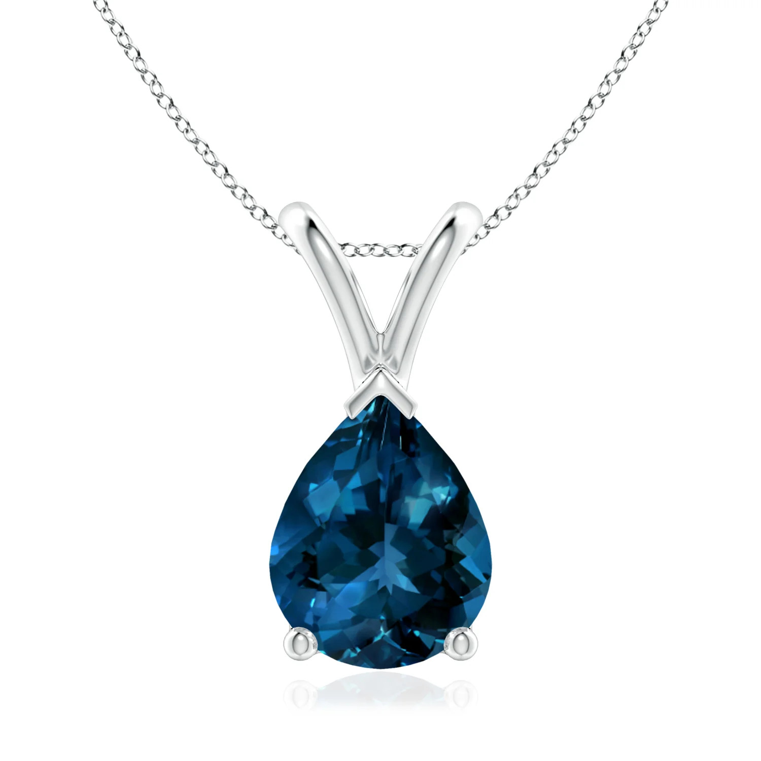 V-Bale Pear-Shaped London Blue Topaz Solitaire Pendant | Angara Inc.