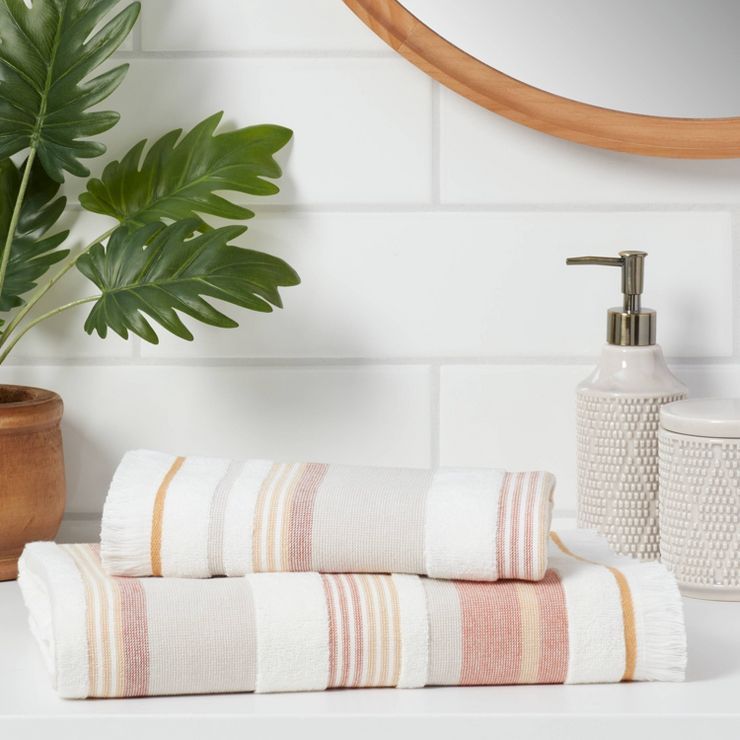 Striped Flat Woven Towel Clay Pink - Threshold™ | Target