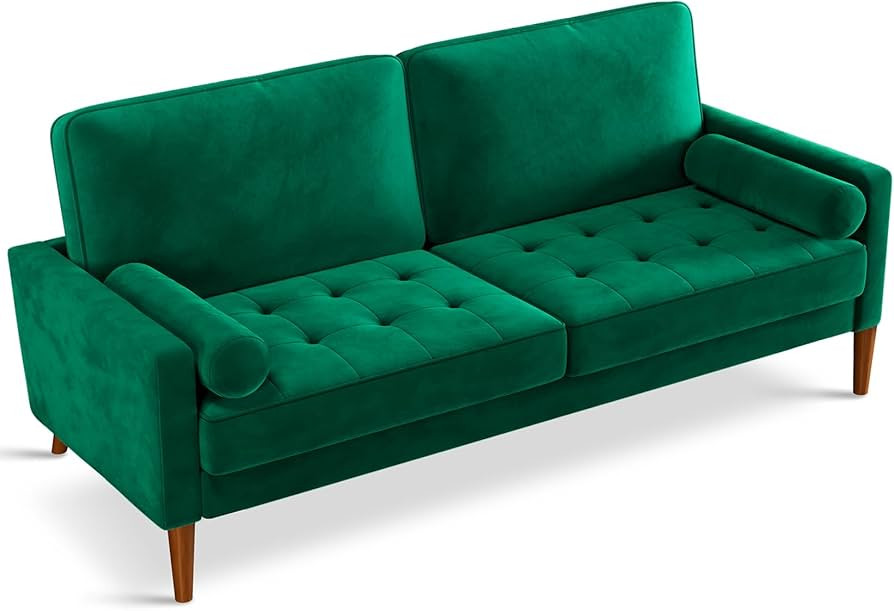 Vesgantti Loveseat Sofa, 68" Green Velvet Couch with Tufted Seat Mid Century Modern Couch for Liv... | Amazon (US)
