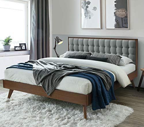 DG Casa Soloman Mid Century Modern Upholstered Platform Bed Frame with Square Button Tufted Headboar | Amazon (US)