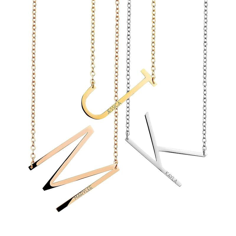 Mothers Day Gifts Sideways Initial Necklace Gift for her Birthday Gift Personalized Gift Mignonan... | Amazon (US)