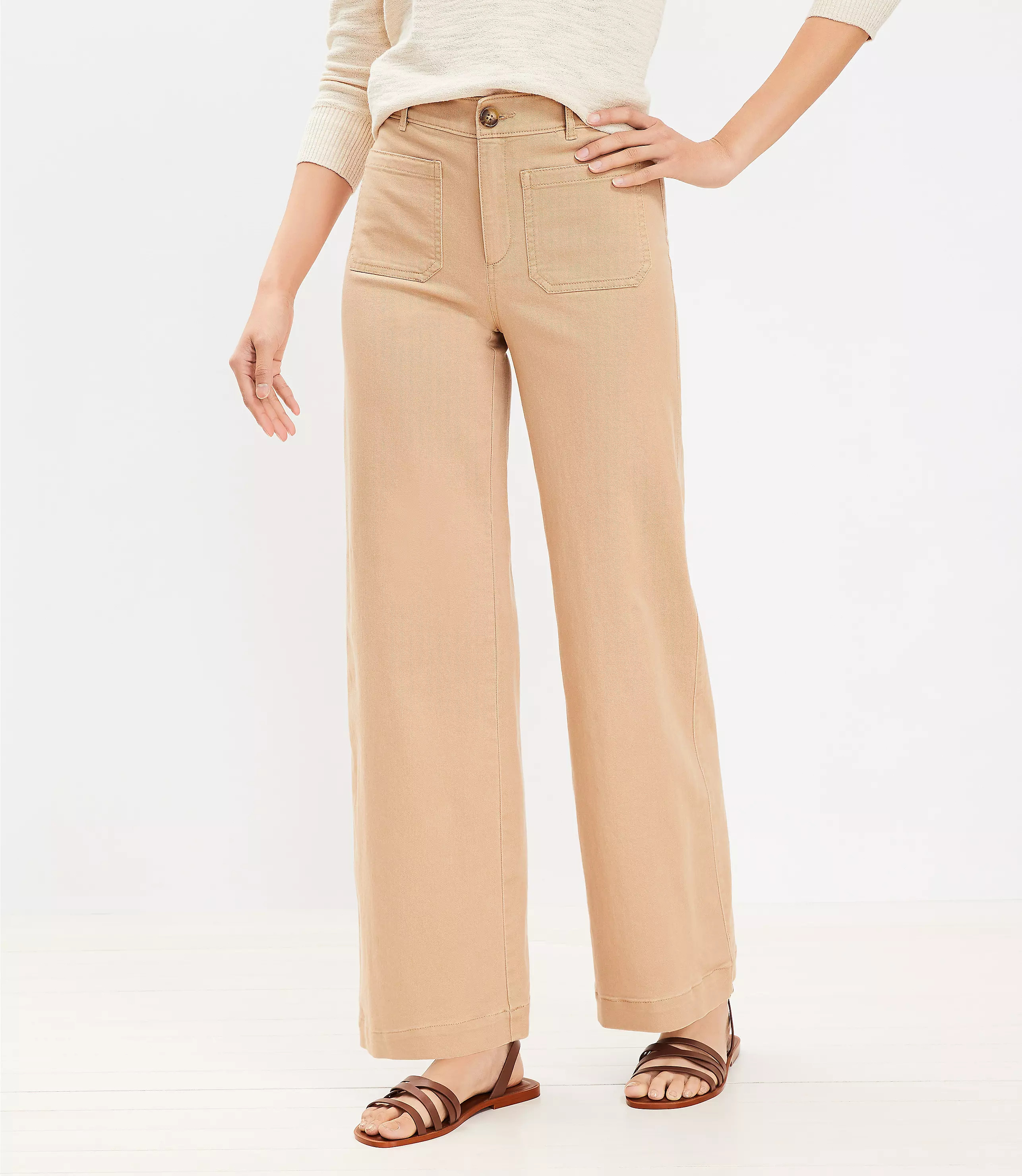 Curvy Palmer Wide Leg Pants in Twill | LOFT