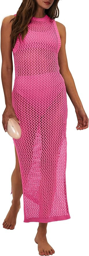 ANRABESS Womens Swimsuit Cover Up Summer Sleeveless Hollow Knit Bikini Swimwear Bathing Suit Cove... | Amazon (US)