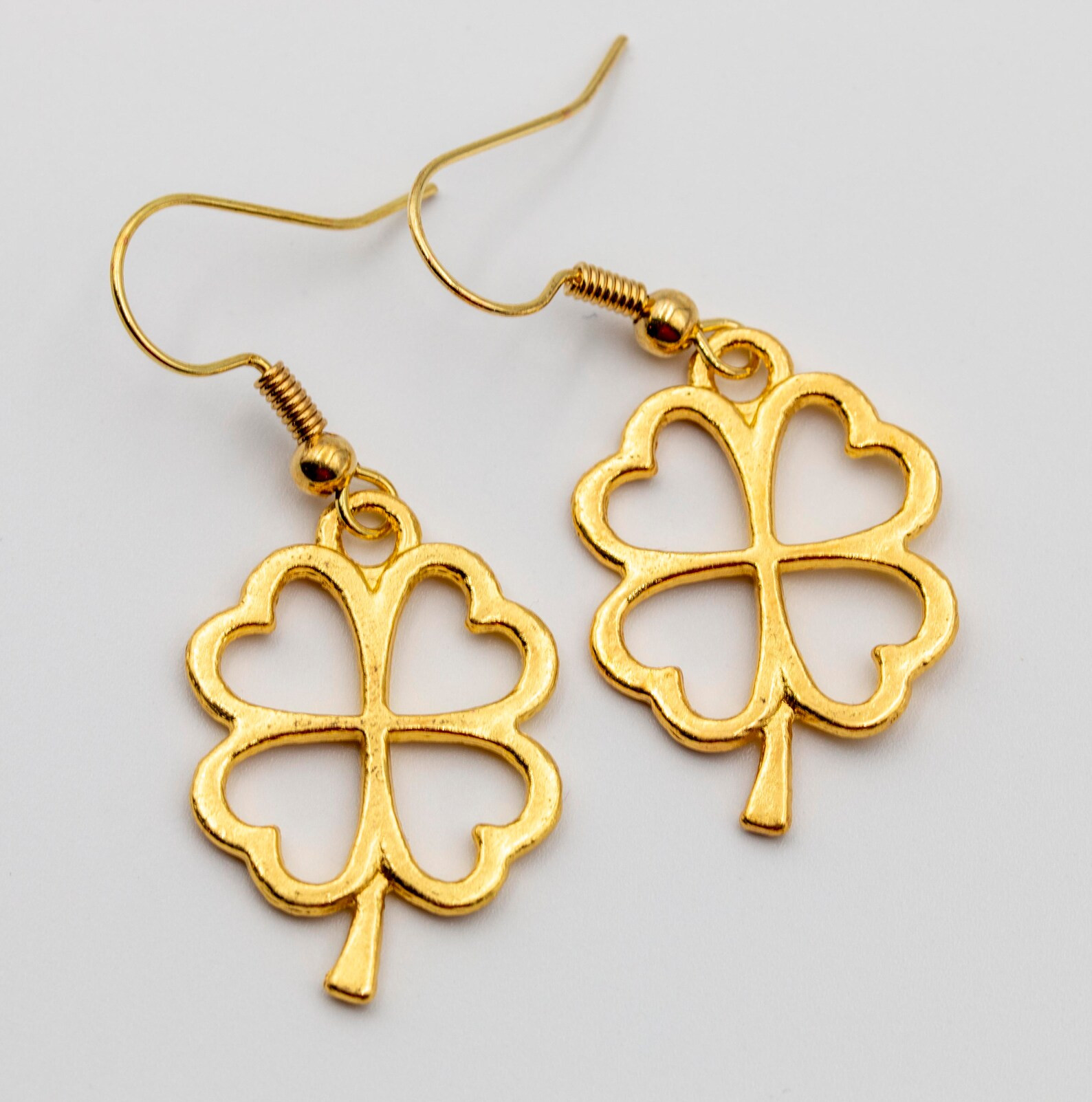 Gold Four Leaf Clover Earrings for St. Patrick's Day- Dangle Earrings- St. Patty's Day Bling- Gol... | Etsy (US)
