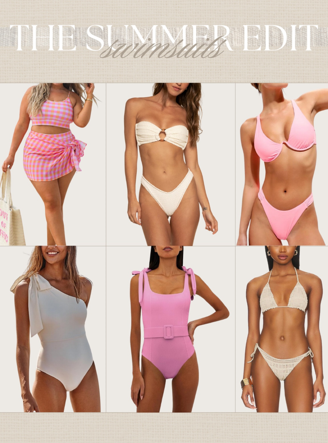 THE SUMMER EDIT — neutral swimsuit roundup 🤎

#swimsuits #swimsuit #bikini #onepiece #revolve #amazon #summerfinds #summermusthaves #resortwear

#LTKFindsUnder100 #LTKSeasonal #LTKSwim