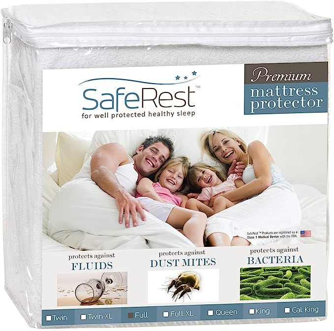 SafeRest Mattress Protector - Full ﻿- College Dorm Room Essentials for Girls and Boys - Cotton,... | Amazon (US)