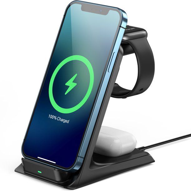 AGPTEK Wireless Charger, 3 In 1 Fast Wireless Charging Stand Station for Apple Watch 6/SE/5/4/3/2... | Walmart (US)