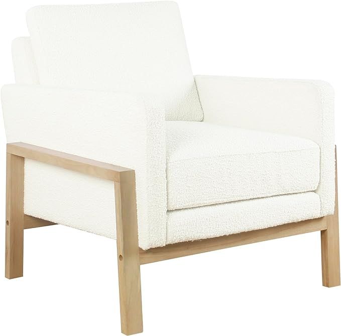 HomePop Wood Frame Home Decor | Accent Chairs for Living Room & Bedroom, Cream Boucle | Amazon (US)