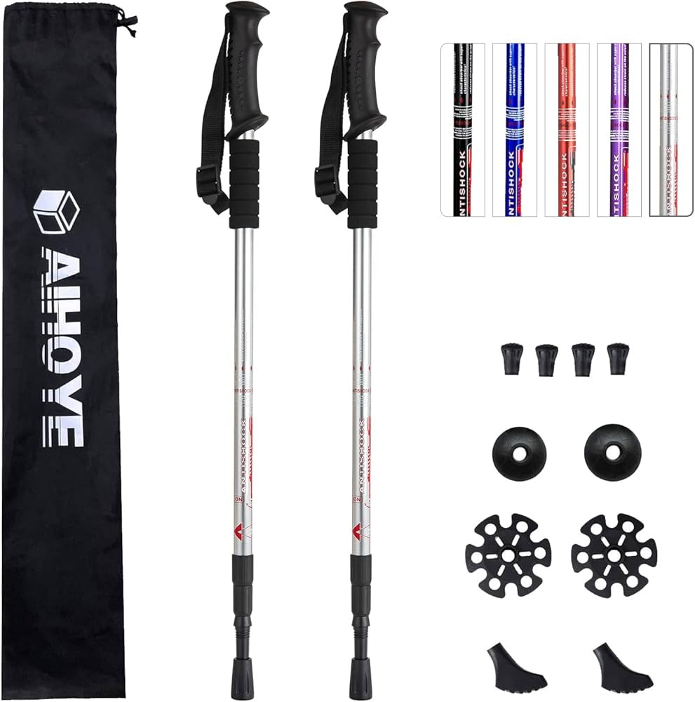Aihoye Hiking Trekking Poles, 2 Pack Collapsible, Lightweight, Anti Shock, Walking Sticks, Adjust... | Amazon (US)