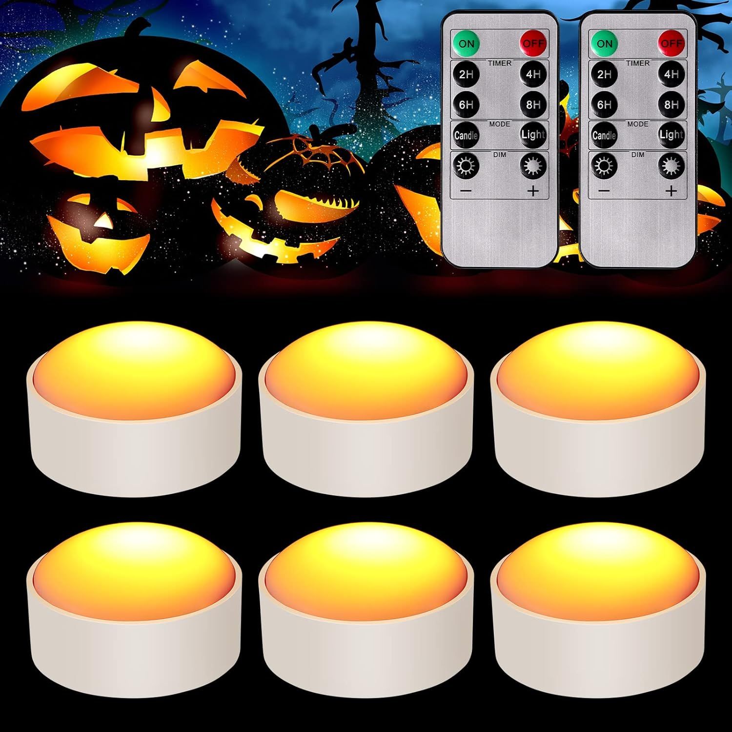 Riakrum 6 Pieces Halloween Pumpkin Lights with Remote and Timer Led Pumpkin Lights Battery Operat... | Amazon (US)