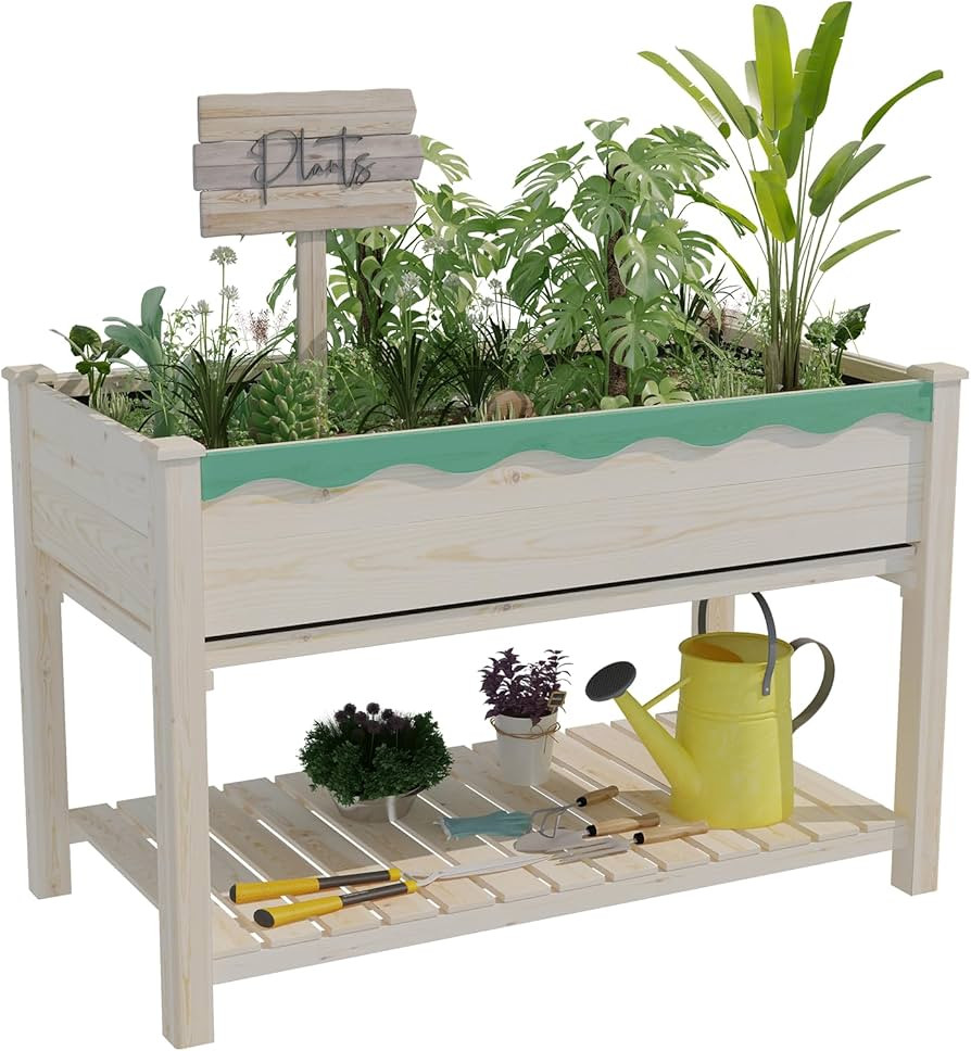 Wooden Raised Garden Bed 46x24x30in Outdoor Wood Elevated Planter Box for Flowers/Vegetables/Herb... | Amazon (US)