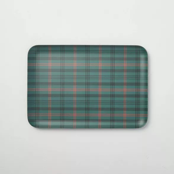 Tartan Plaid Melamine Serve Tray Dark Green/Red - Hearth & Hand™ with Magnolia | Target