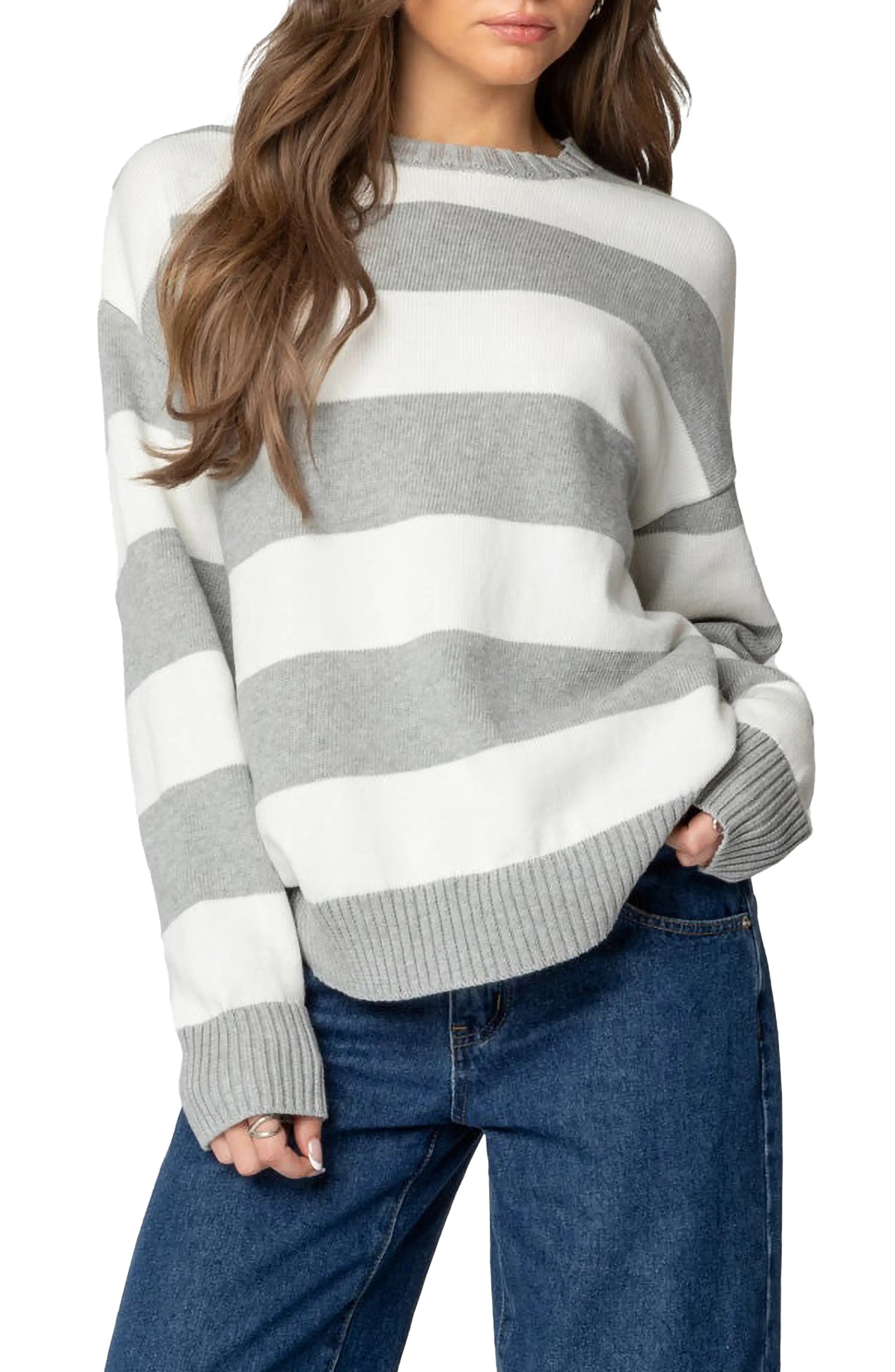 Richie Oversize Stripe Cotton Crewneck Sweater (Women) | Nordstrom | Nordstrom