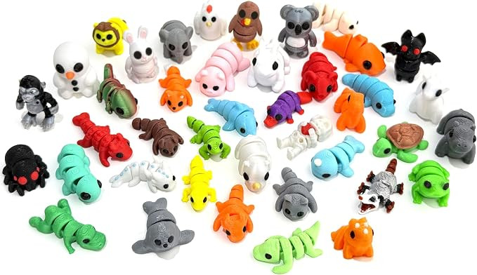 41pcs Mini Animal Figurines Set,3D Printed Little Animals Articulated Flexible Fidget Toy,Mini An... | Amazon (US)