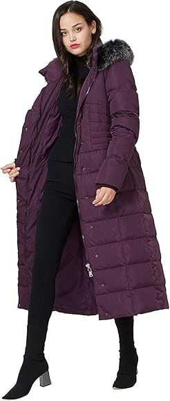 Molodo Women's Long Down Coat with Fur Hood Maxi Down Parka Puffer Jacket | Amazon (US)