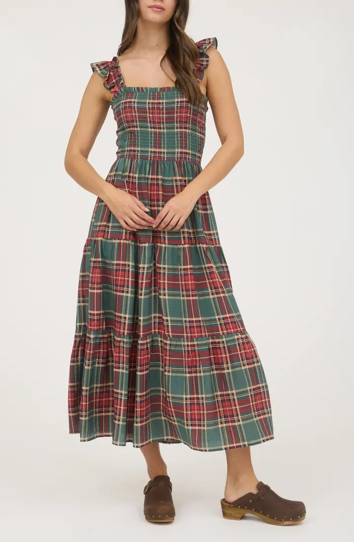 Plaid Ruffle Midi Dress | Nordstrom Rack