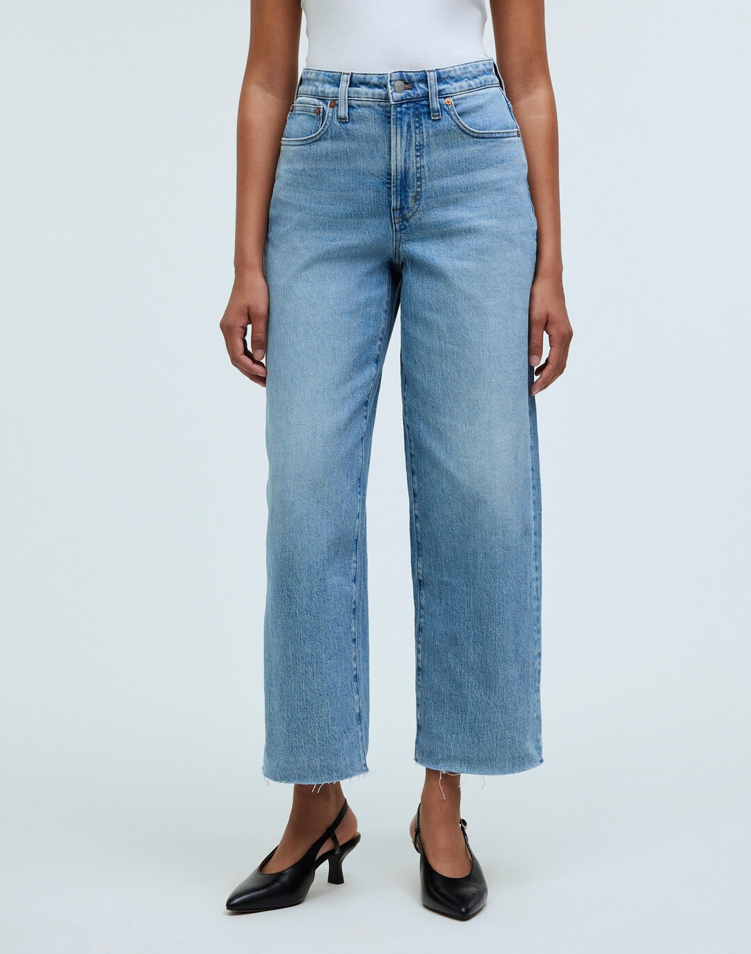 The Curvy Perfect Vintage Wide-Leg Crop Jean in Altoona Wash: Raw-Hem Edition | Madewell