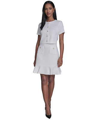 Women's Crewneck Ruffle Hem Dress | Macy's