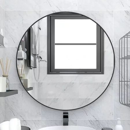 32"" Wall Circle Mirror Large Round Black Farmhouse Circular Mirror For Wall Decor Big Bathroom Make | Walmart (US)