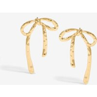 Womens Gold Hammered Polished Bow Earrings - Metallics - One Size | NastyGal UK