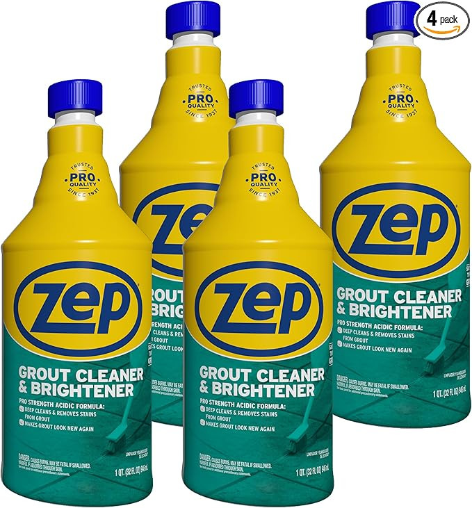 Zep Industrial Grout Cleaner and Brightener - 32 oz (Pack of 4) ZU104632 - Deep Cleaning Pro Form... | Amazon (US)