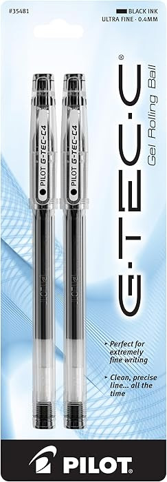 PILOT G-Tec-C Gel Ink Rolling Ball Pens, Ultra Fine Point (0.4mm), Black Ink, 2-Pack (35481) | Amazon (US)