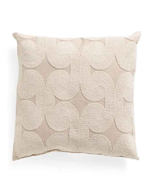 Made In Usa 22x22 Linen Blend Embroidered Pillow | TJ Maxx