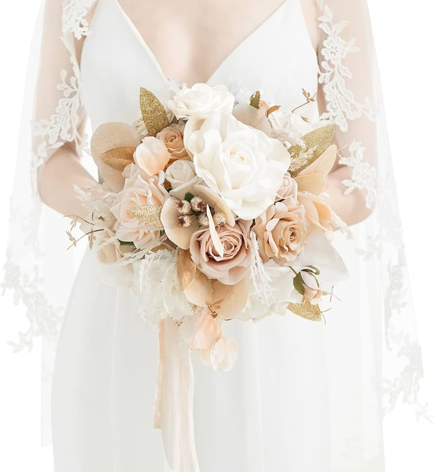 Amazon.com: Ling's Moment 11 Inch Artificial Wedding Bouquets for Bride Bridal Bouquet Bridesmaid... | Amazon (US)