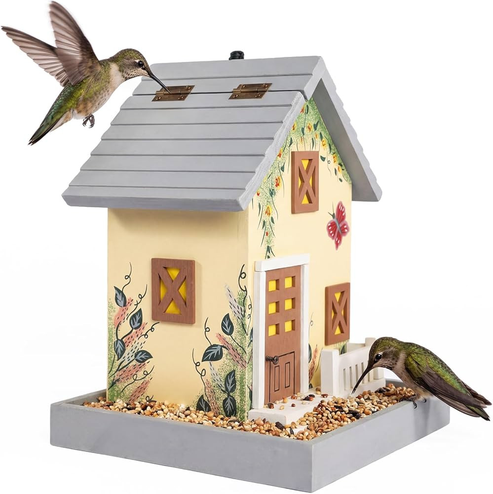 MEWANG Outdoor Hanging Bird Feeder, Decorative Wooden Bird House Without Camera for Hummingbirds,... | Amazon (US)