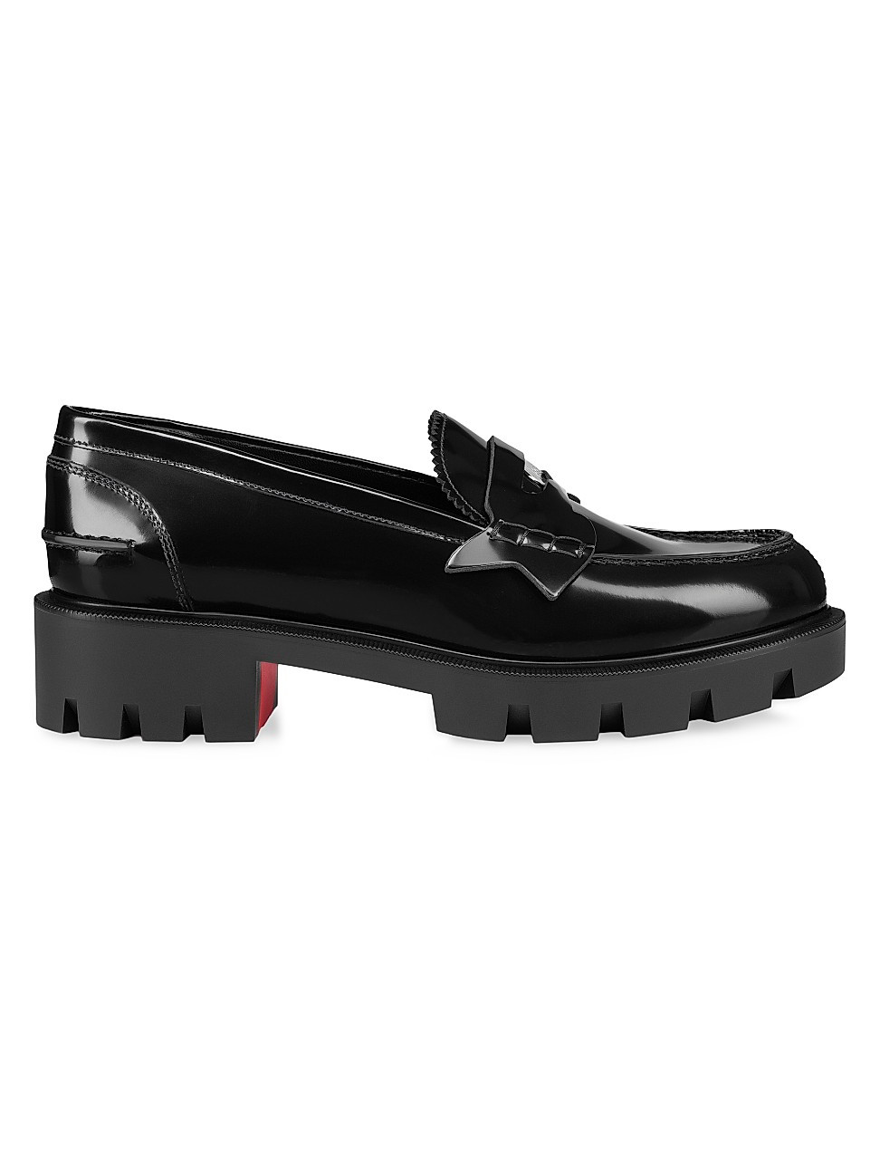 Women's Penny Lug Calf Leather Loafers - Black - Size 8.5 | Saks Fifth Avenue