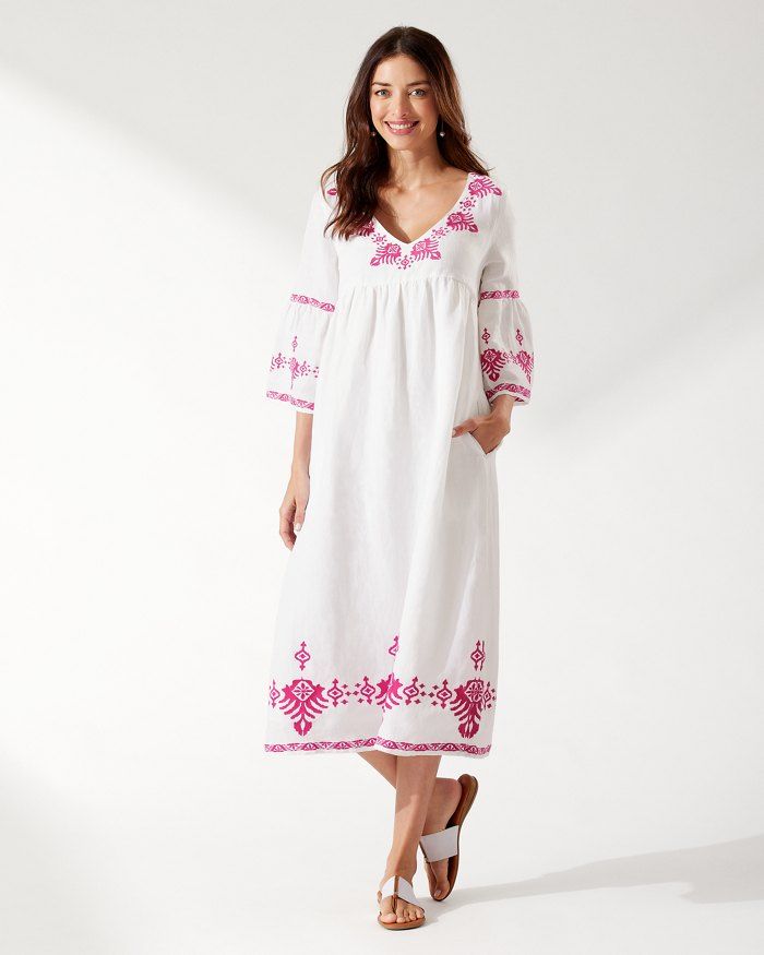 St. Lucia Embroidered Linen-Blend Maxi Dress | Tommy Bahama