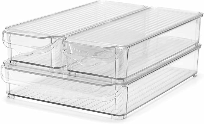 eco Home Stackable Refrigerator Bin Set of 3 - Built-in Handles and Lids - BPA Free - for Fridge, Fr | Amazon (US)