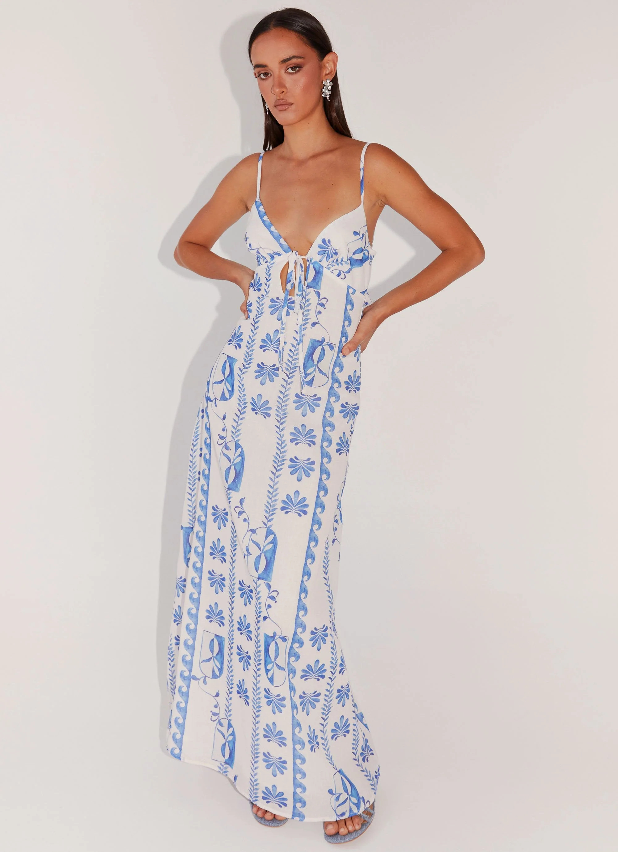 Flora Linen Maxi Dress - Floral Wave | Peppermayo (Global)
