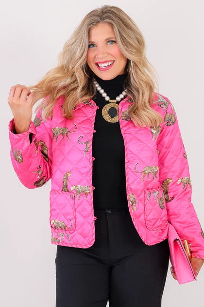 On the Record Hot Pink Leopard Long Sleeve Jacket | The Willow Tree