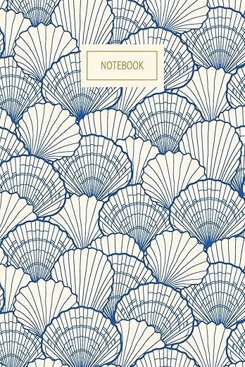 Notebook: Seashell Lined Notebook & Journal | Vintage Cream and Blue Shell Cover Nautical Themed ... | Amazon (UK)