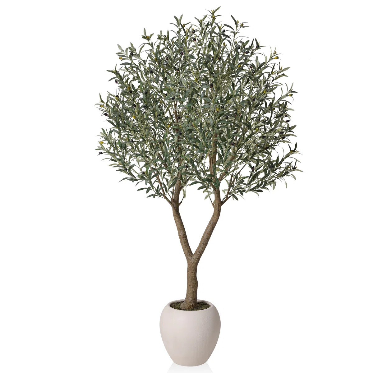 Adcock 7 ft Tall Artificial Olive Tree Faux Plant - Full 3D Leaves (Up to 3240) & Thick Trunk - W... | Wayfair North America