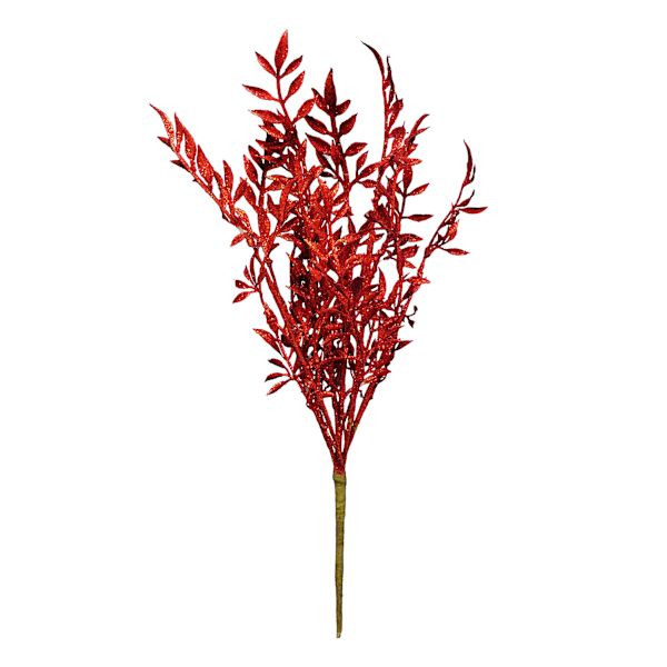 Mini 5-Head Red Glittered Bush, 19" | At Home