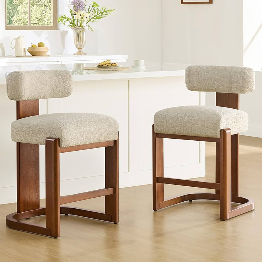 CHITA Modern Bar Stools Set of 2, 27" Counter Height Bar Stools, Upholstered Barstools with Backs... | Amazon (US)