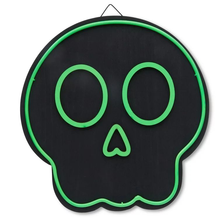 Halloween MSF Black/Green-Colored Painted Skull Neon Sign Decoration, 9.13 in x 0.5 in x 9.5 in, ... | Walmart (US)