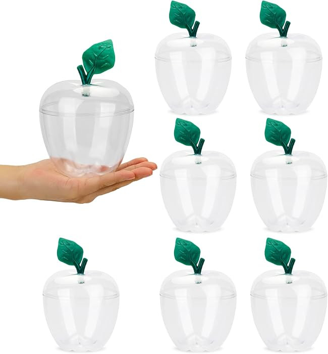 HANZE Large Clear Apple Container, Back To School Teacher Gift - 8 Pack | Amazon (US)