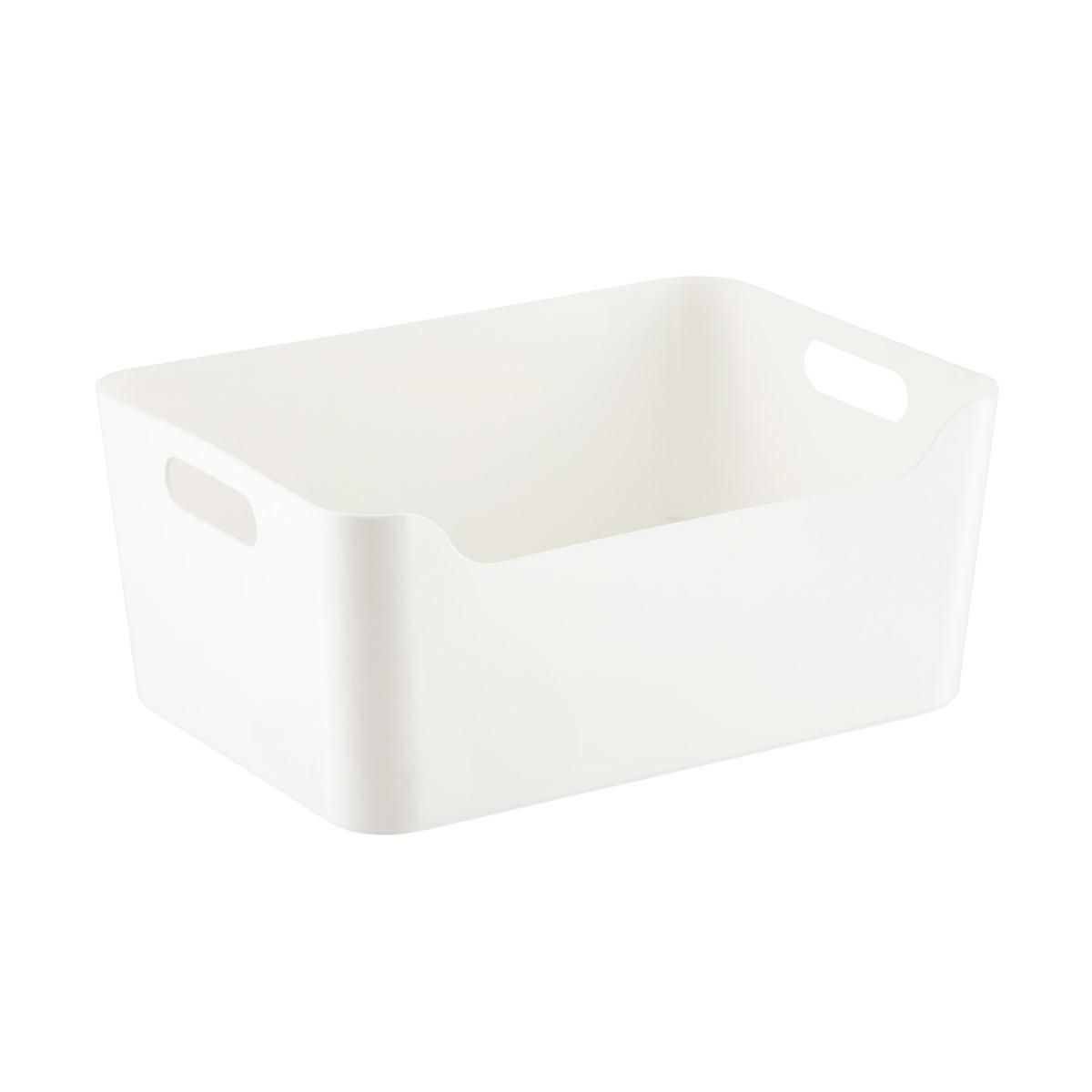 Medium Plastic Storage Bin w/ Handles White | The Container Store