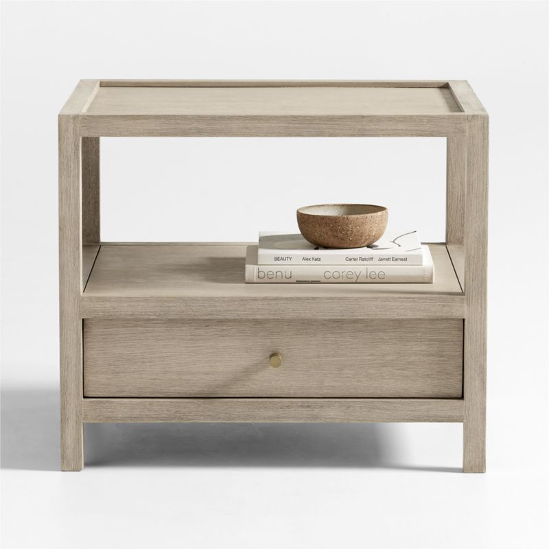 Keane Large Weathered Natural Wood Storage End Table + Reviews | Crate & Barrel | Crate & Barrel