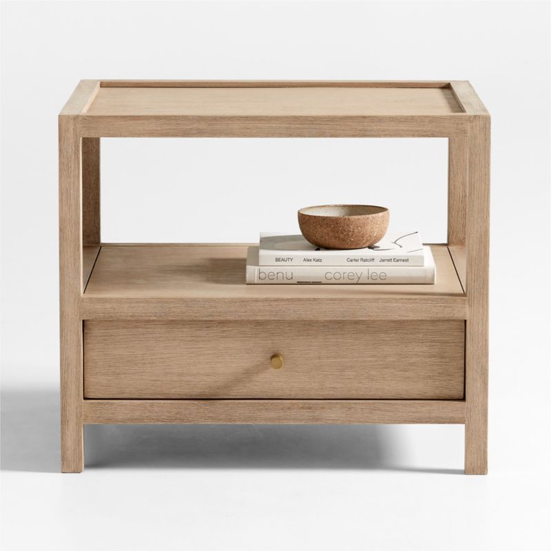 Keane Large Weathered Natural Wood Storage End Table + Reviews | Crate & Barrel | Crate & Barrel