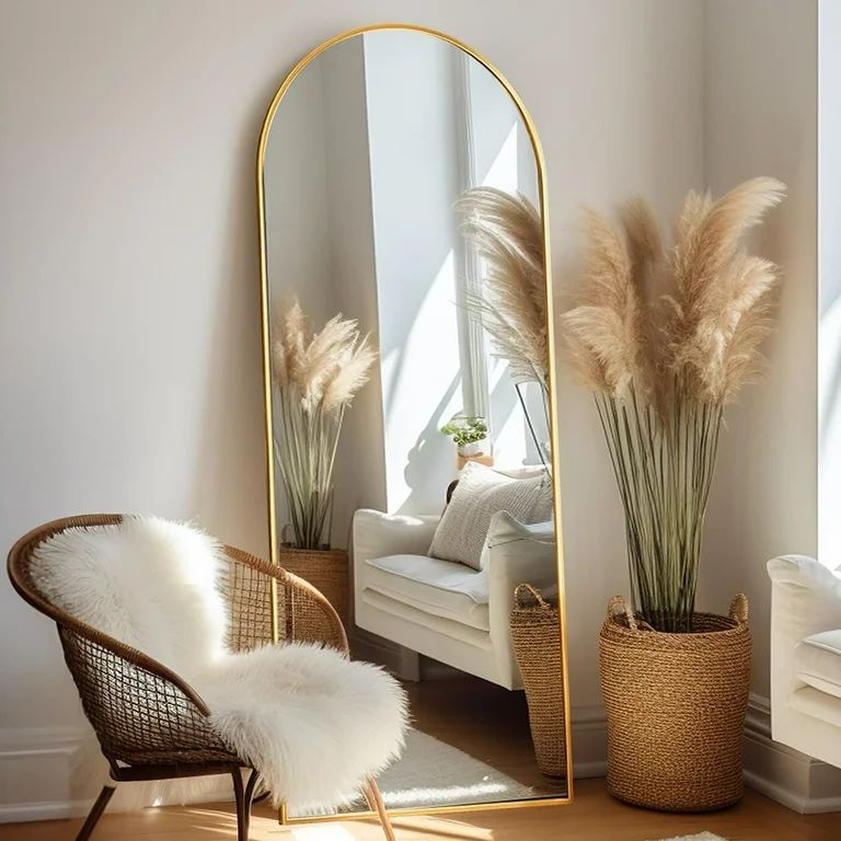 Anyrose 64.25"x21" Arched Full Length Mirror Floor Mirror, Gold | Walmart (US)