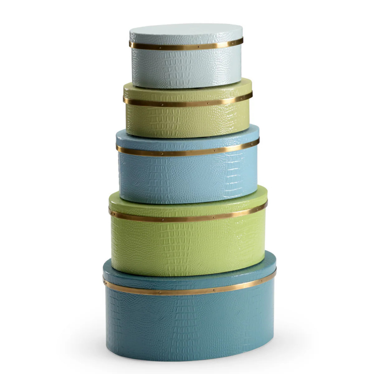 Set of Five Blue & Green Oval Boxes | The Well Appointed House, LLC