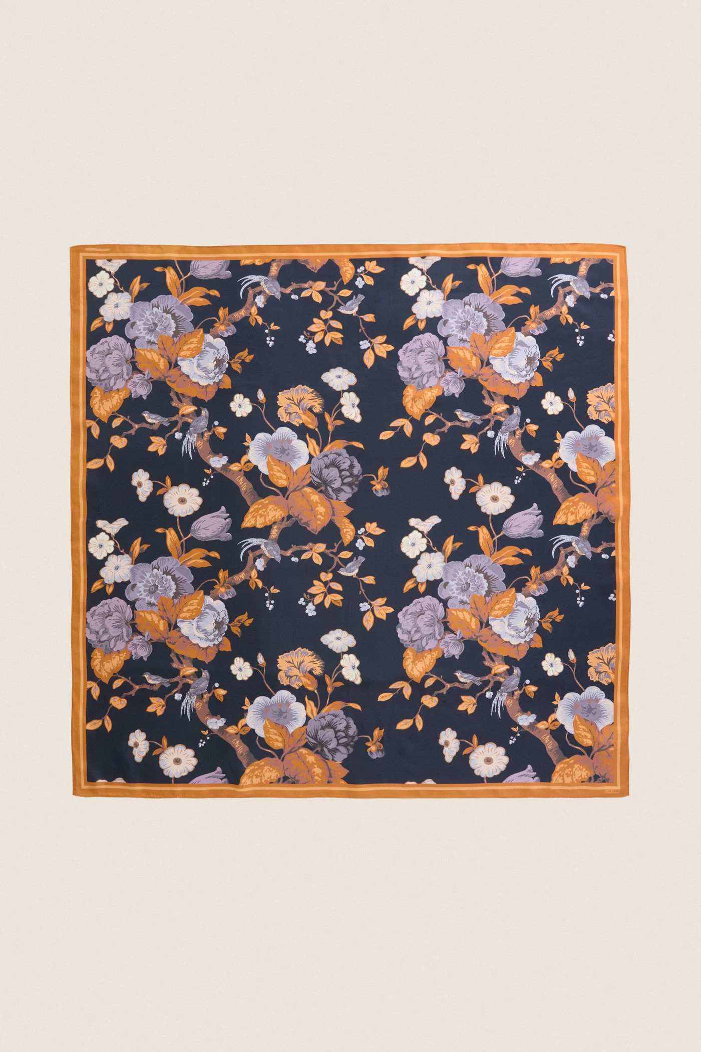 Navy Baroque Floral Medium Silk Scarf | Tuckernuck (US)