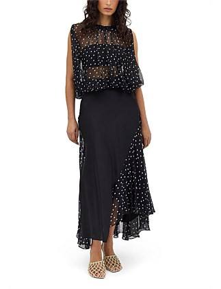 BLACK POLKA DOT SILK EMERGE TOP | David Jones (Australia & New Zealand)