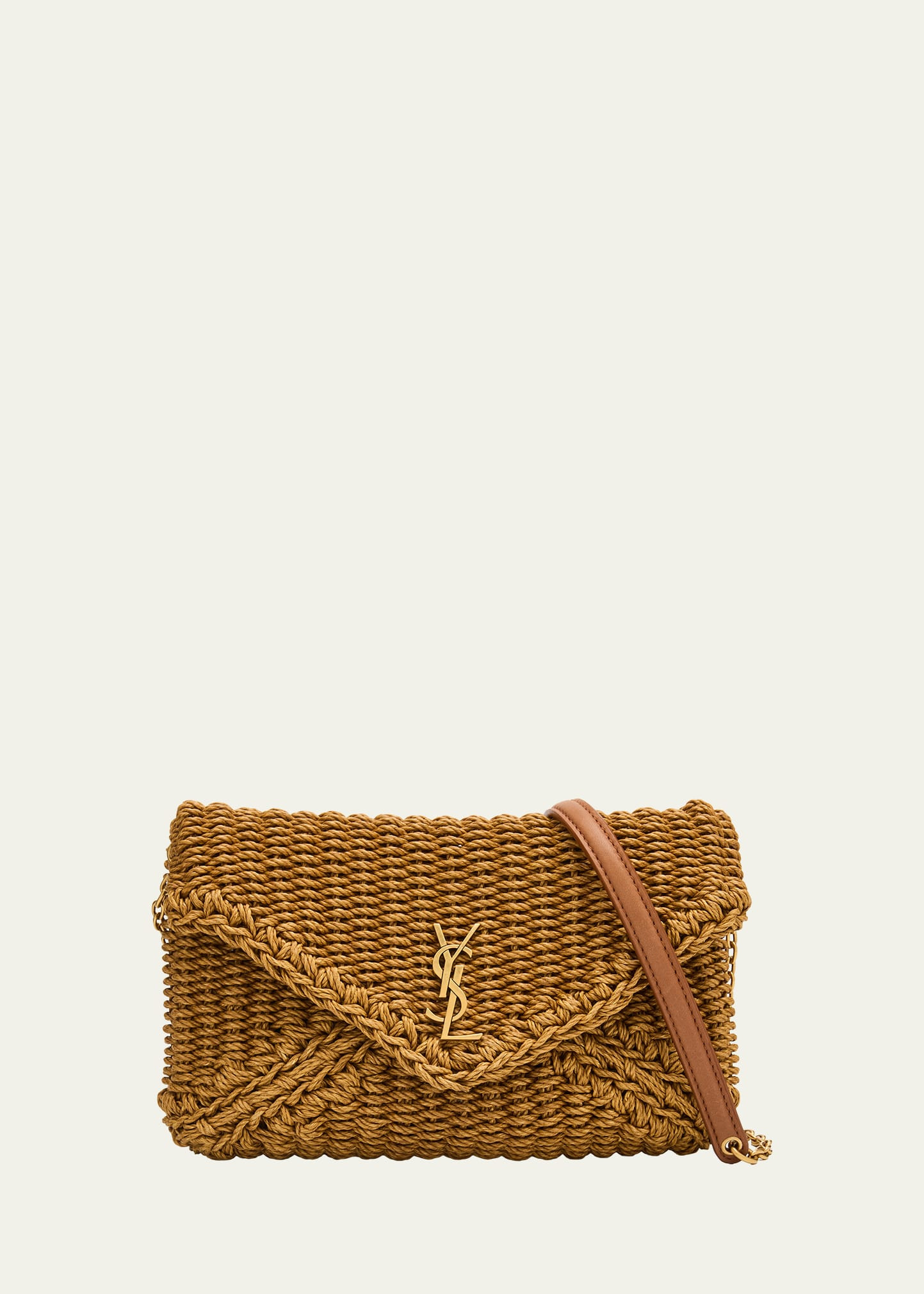 Saint Laurent Cassandre YSL Woven Raffia Shoulder Bag Pouch Bag | Bergdorf Goodman