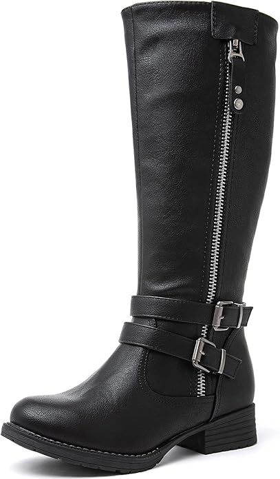 GLOBALWIN Women's Knee High Boots Fashion Comfortable Riding Boots For Women Low Heel | Amazon (US)